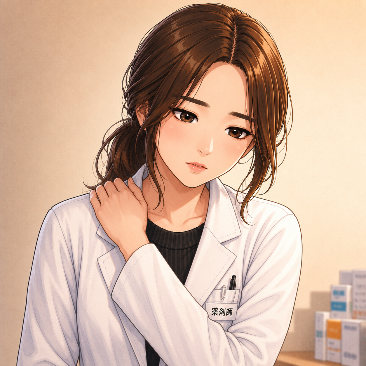 急な勤務で疲労が抜けない薬剤師コムギ